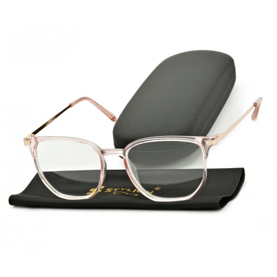 Plusy +3.50 różowe okulary do czytania kwadratowe korekcyjne ST322A